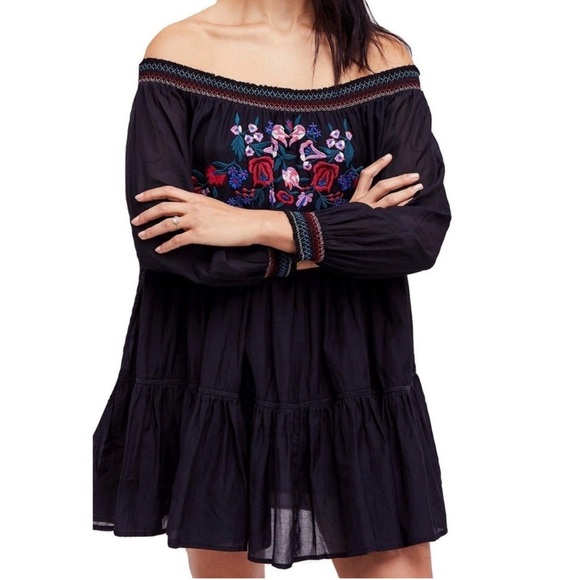 Free People Embroidered Off-the-Shoulder Mini Dress - Picture 3 of 13